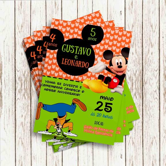 Convite Impresso - Mickey e Pateta