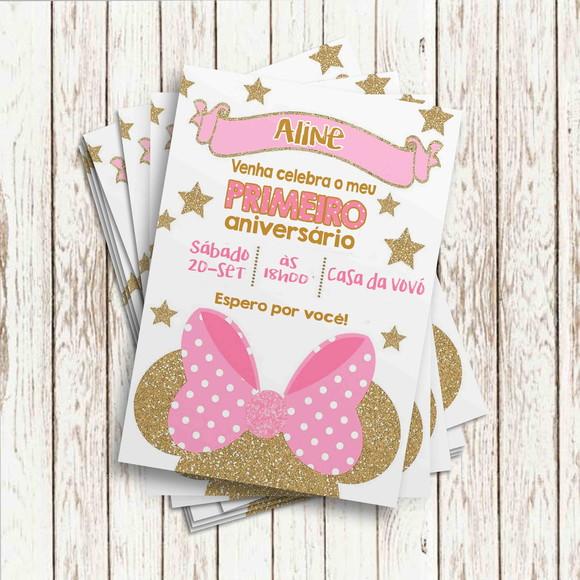 Convite Impresso - Minie Rosa