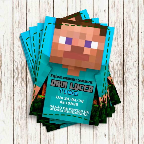 Convite Impresso - Minecraft/ Steave