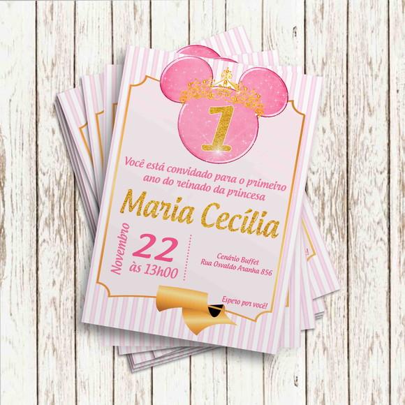 Convite Impresso - Minnie Realeza