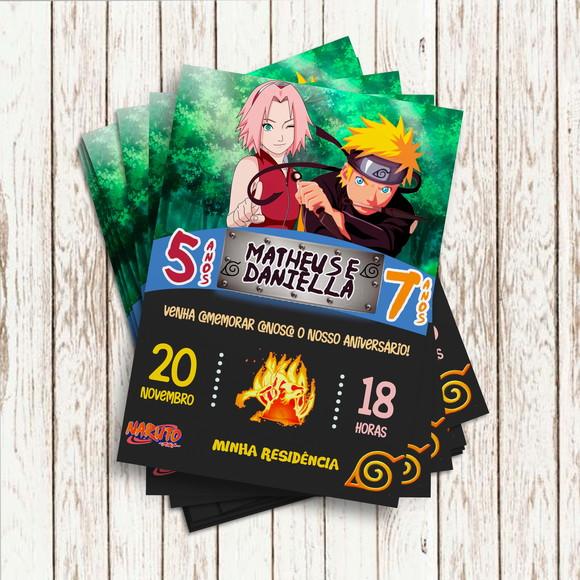 Convite Impresso - Naruto e Sakura