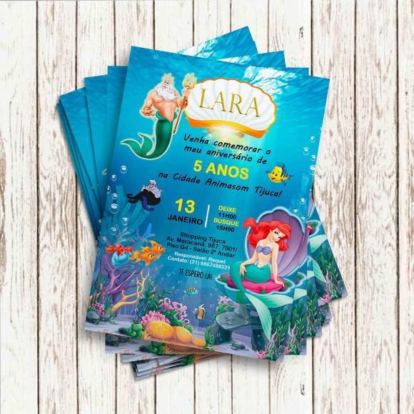 Convite Impresso - Pequena Sereia Ariel 02
