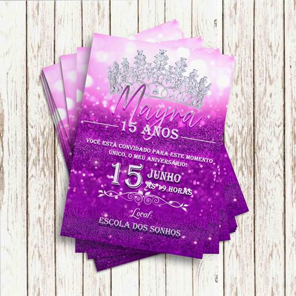Convite Impresso - Princesa Lilas 15 Anos