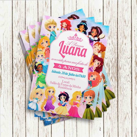 Convite Impresso - Princesas Disney
