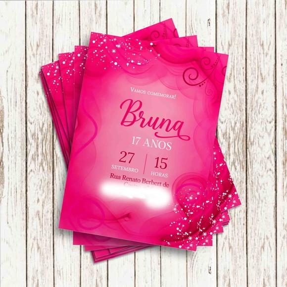 Convite Impresso - sem Tema / Rosa Pink