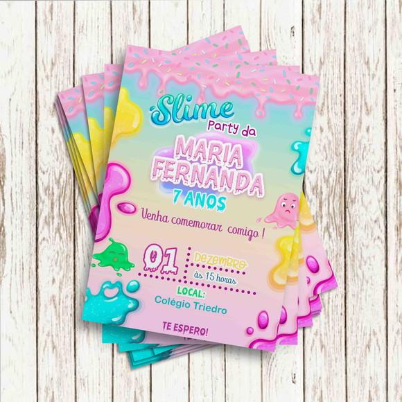 Convite Impresso - Slime Menina