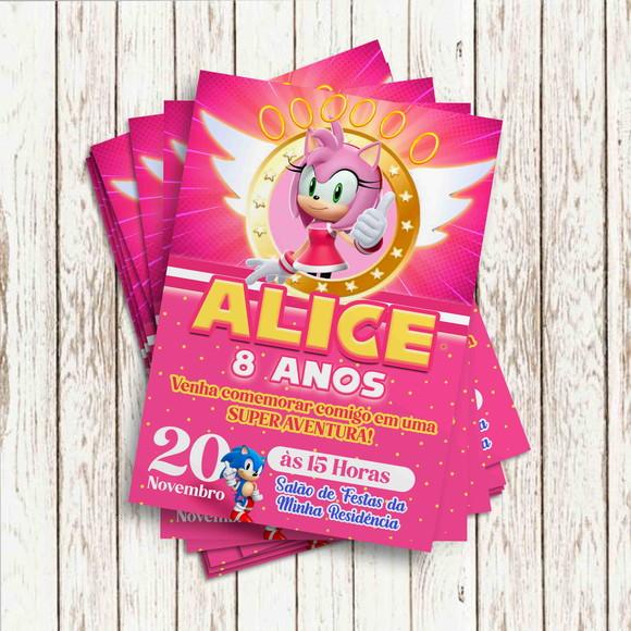 Convite Impresso - Sonic Amy Rose