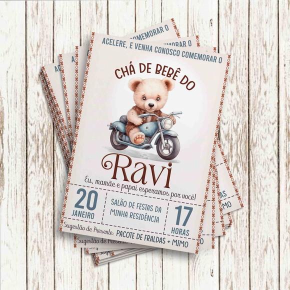 Convite Impresso - Ursinho Motoqueiro