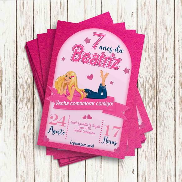 Convite Impresso (10 x 15) - Barbie