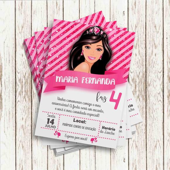 Convite Impresso (10 x 15) - Barbie Morena