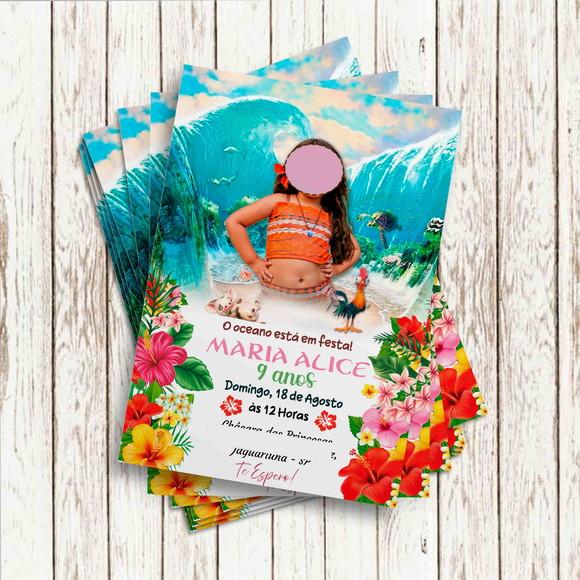 Convite Impresso (10 x 15) - Moana com Foto