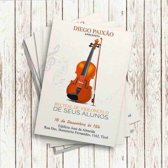 Convite Impresso (10 x 15) - Recital Violoncelo