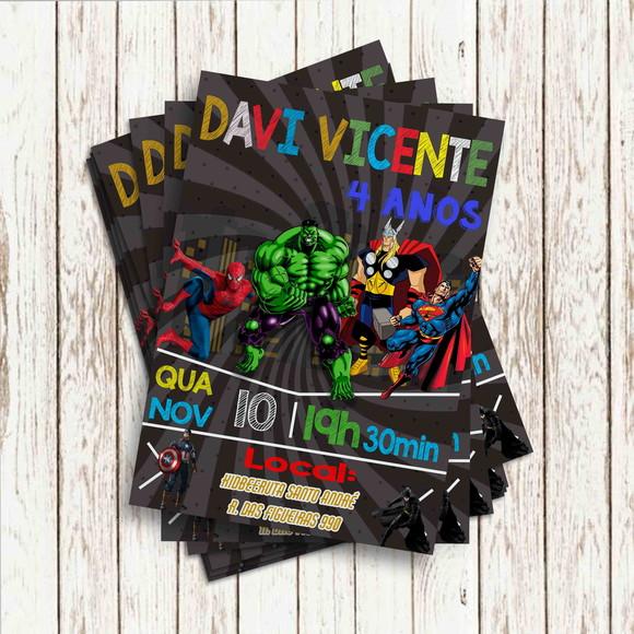 Convite Impresso (10 x 15) - Vingadores