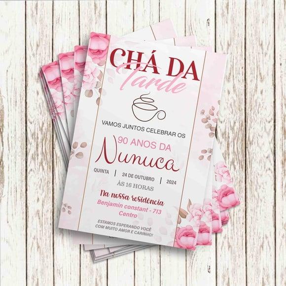 Convite Impresso (10x15) - Floral Cha da Tarde