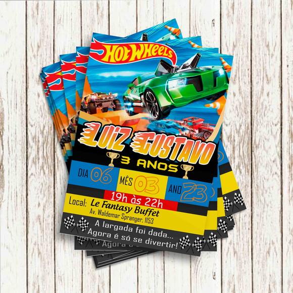 Convite Impresso (10x15) - Hot Wheels