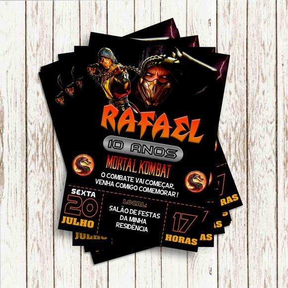 Convite Impresso (10x15) - Mortal Kombat