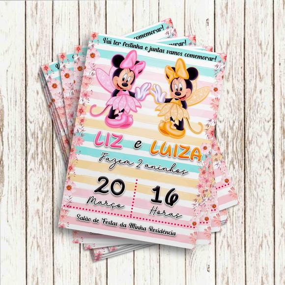 Convite Impresso (10x15) - Minnie Fada Gemeas