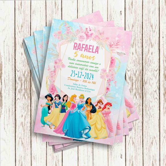 Convite Impresso (10x15) - Princesas Disney Floral