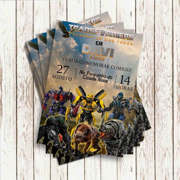 Convite Impresso (10x15) - Transformers Despertar das Feras