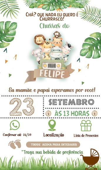 Convite Interativo - Chá de Bebê - Safari