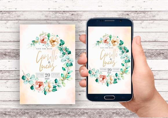 Convite Save The Date - Casamento Floral