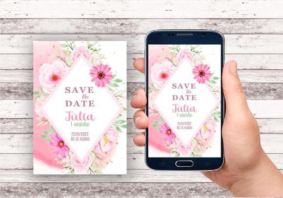 Convite Save The Date - Floral