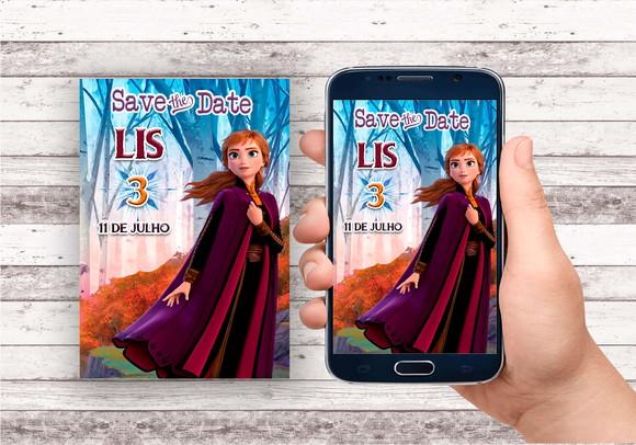 Convite Save The Date - Frozen 2 - Anna