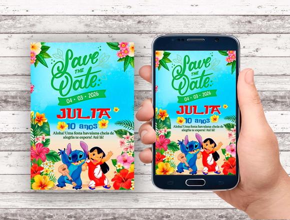 Convite Save The Date - Lilo e Stitch