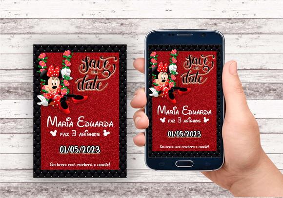 Convite Save The Date - Minnie Vermelha