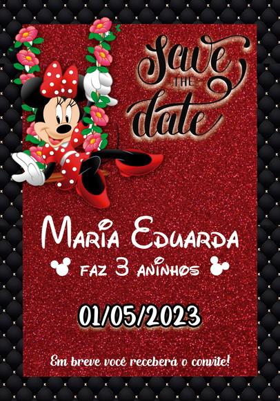 Convite Save The Date - Minnie Vermelha