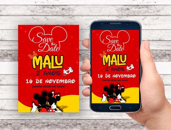 Convite Save The Date - Mickey e Minnie