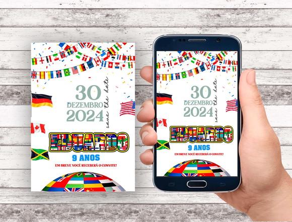 Convite Save The Date - Paises e Bandeiras