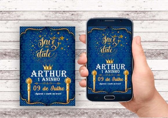 Convite Save The Date - Realeza Menino