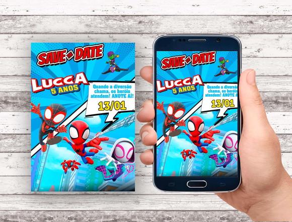 Convite Save The Date - Spidey e Seus Amigos