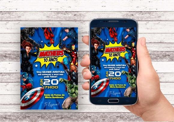 Convite Virtual - Avengers/ Vingadores