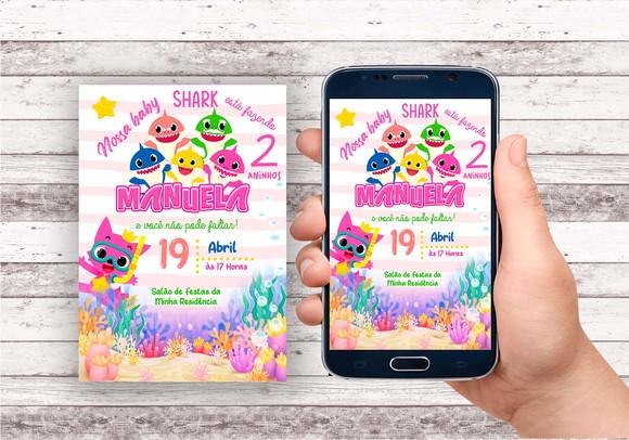 Convite Virtual - Baby Shark Menina