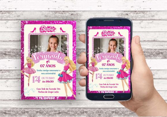 Convite Virtual - Barbie com Foto