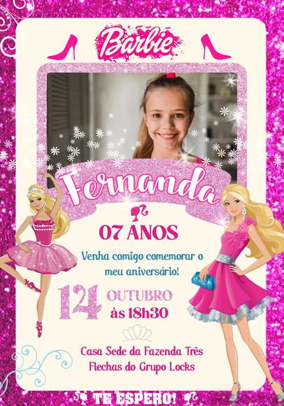 Convite Virtual - Barbie com Foto