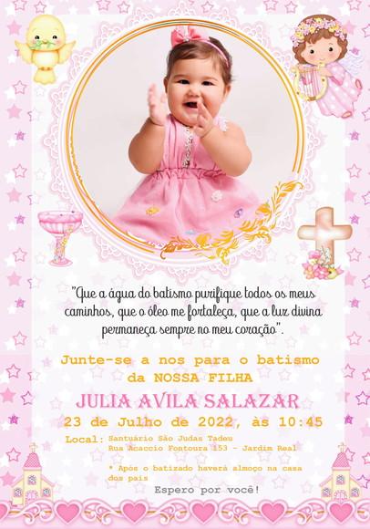 Convite Virtual - Batizado Menina(com Foto)