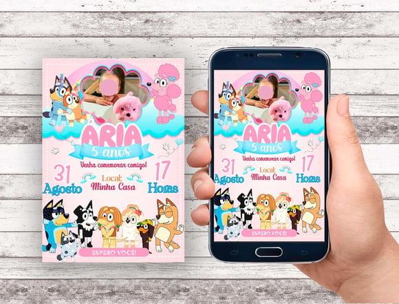 Convite Virtual - Bluey Menina (com Foto)