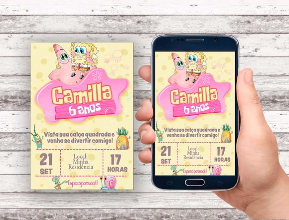 Convite Virtual - Bob Esponja Menina 02