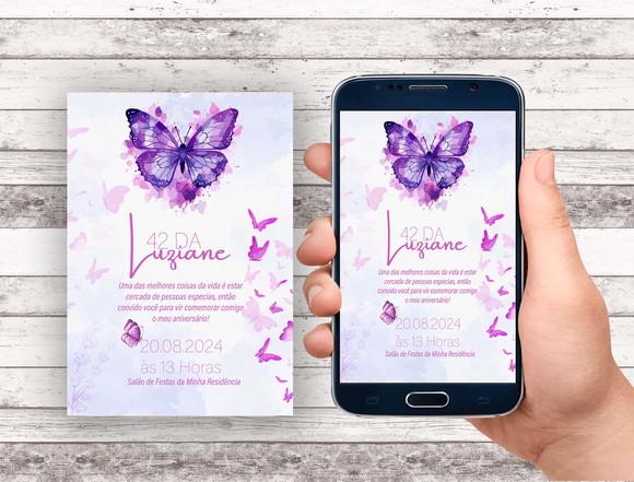Convite Virtual - Borboleta Lilas