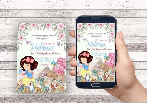 Convite Virtual - Branca de Neve Cute