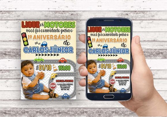 Convite Virtual - Carrinhos (com Foto)