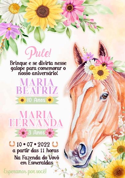 Convite Virtual - Cavalo Floral