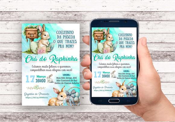 Convite Virtual - Cha de Bebe - Coelhinho Menino
