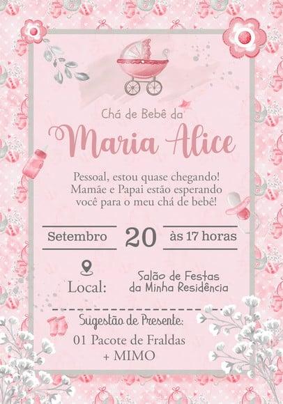 Convite Virtual - Chá de Bebê Menina
