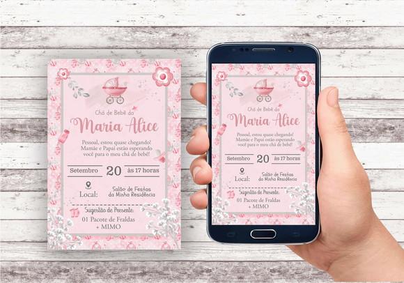 Convite Virtual - Chá de Bebê Menina
