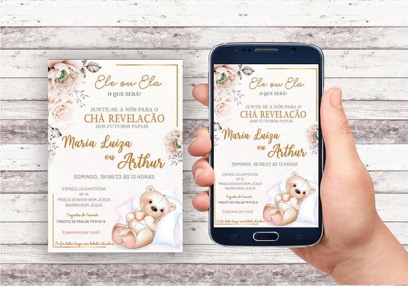Convite Virtual - Chá Revelação Ursinho