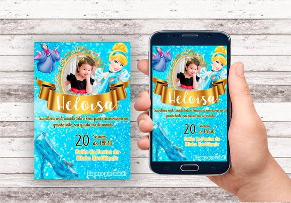 Convite Virtual - Cinderela com Foto